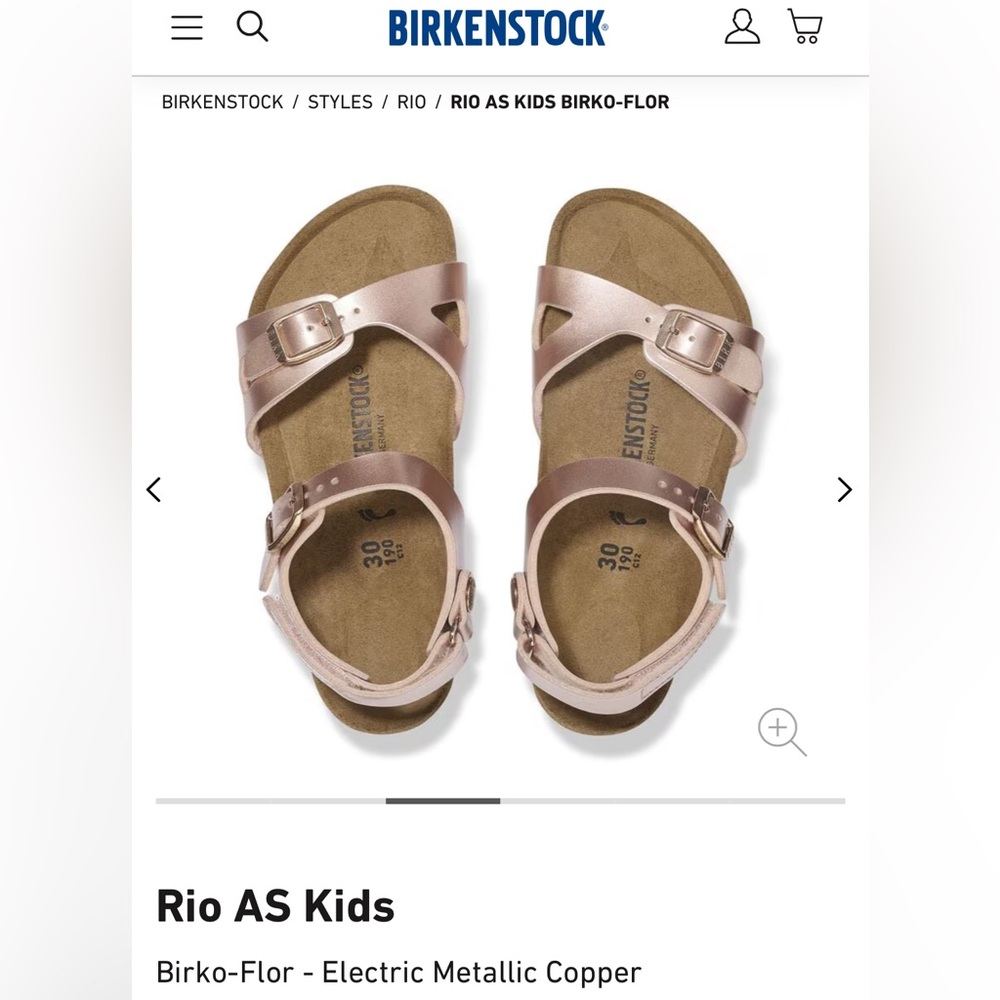Kids Birkenstock Pink Metallic Rio Sandals